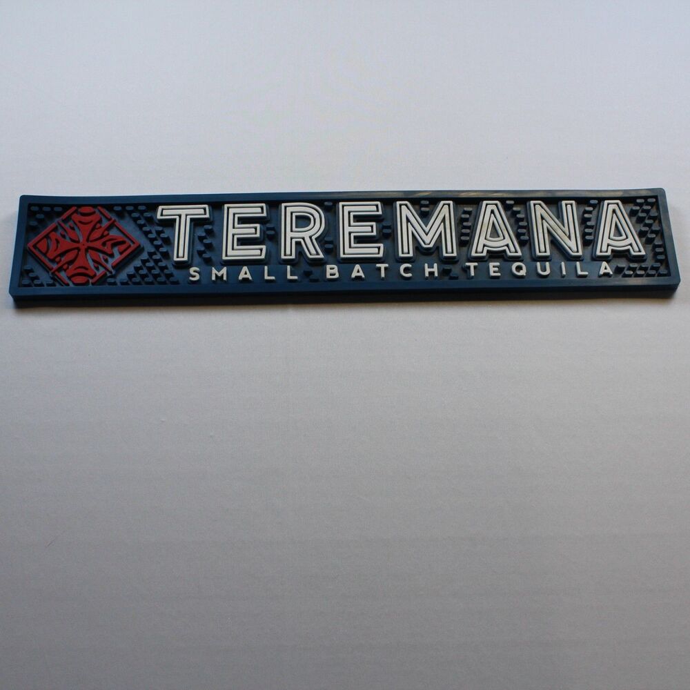 Teremana Tequila Rubber Bar Rail Runner Spill Mat 21" x 3.5" Blue White Red